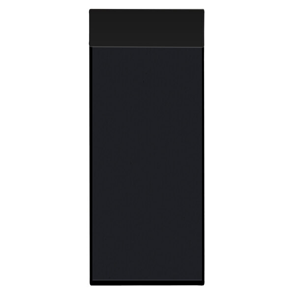 A black rectangular object with a white border.