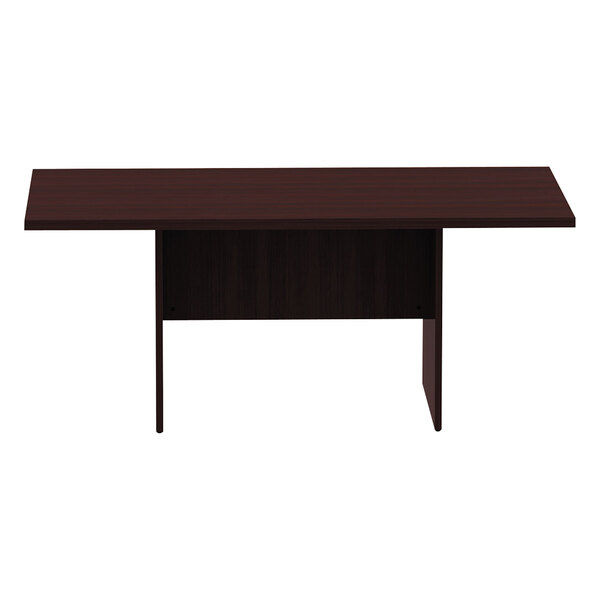 A mahogany rectangular table with a dark wood surface and legs.