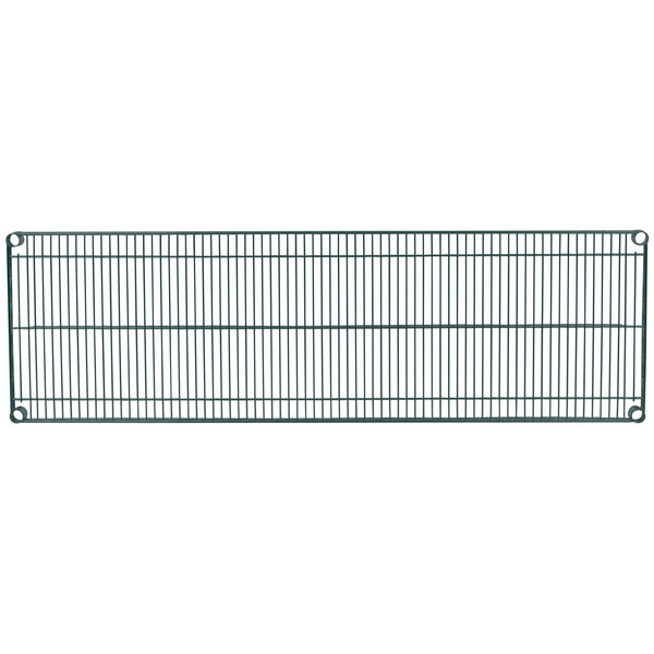 A Metro Super Erecta wire shelf with smoked glass on a metal grid.