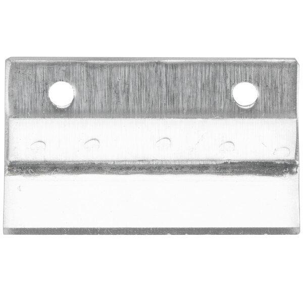 A metal blade for a Nemco Chip Twister with two holes in it.