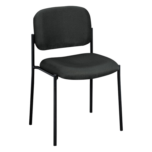 A HON Basyx VL606 series stackable guest chair with a black back and seat.
