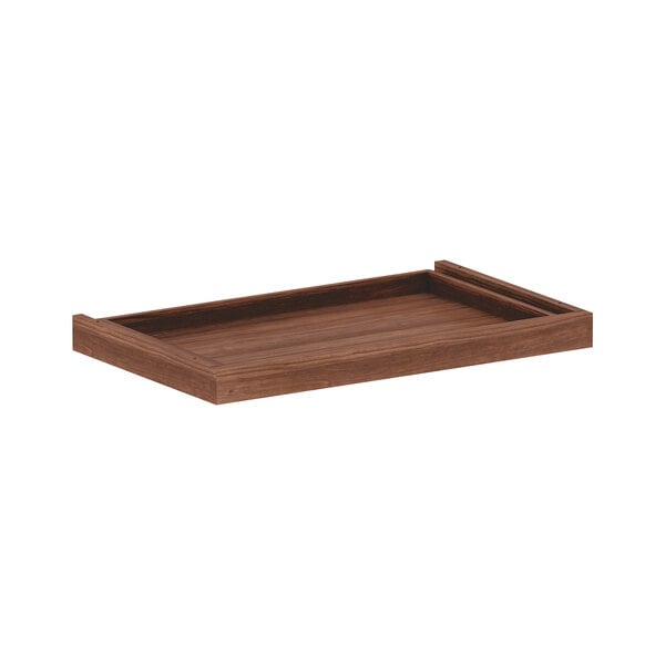 A modern walnut center drawer tray.