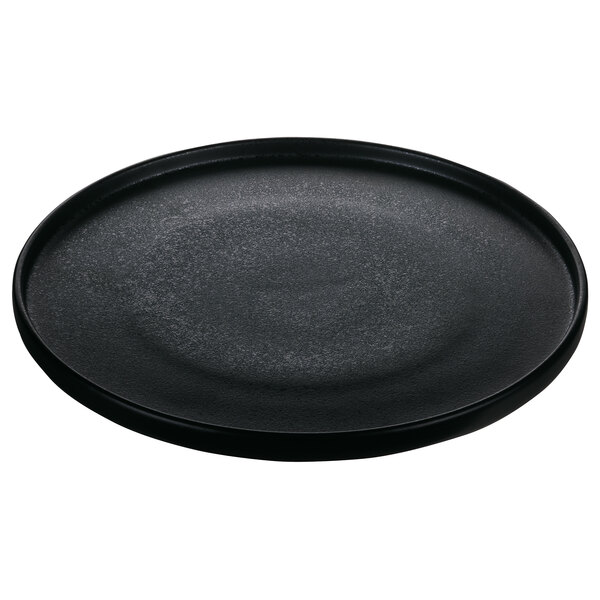 A Playground Nara black round coupe plate with a black rim.