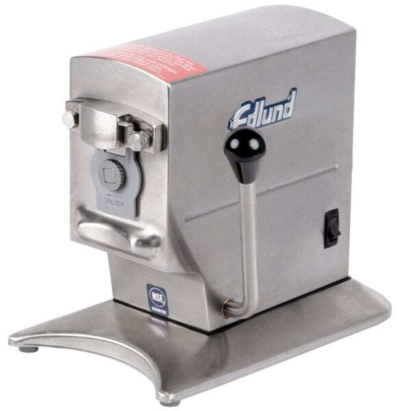 An Edlund 270 Two-Speed Tabletop Heavy-Duty Electric Can Opener with a lever.