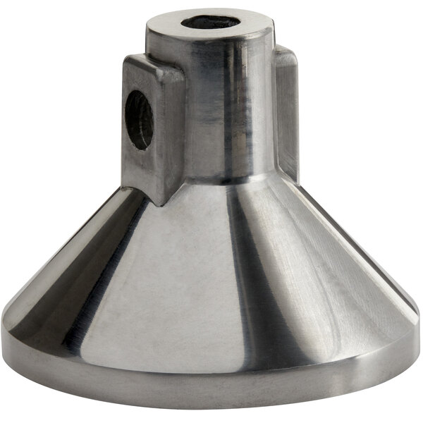 A stainless steel Garde squeezer pipe clamp with holes.