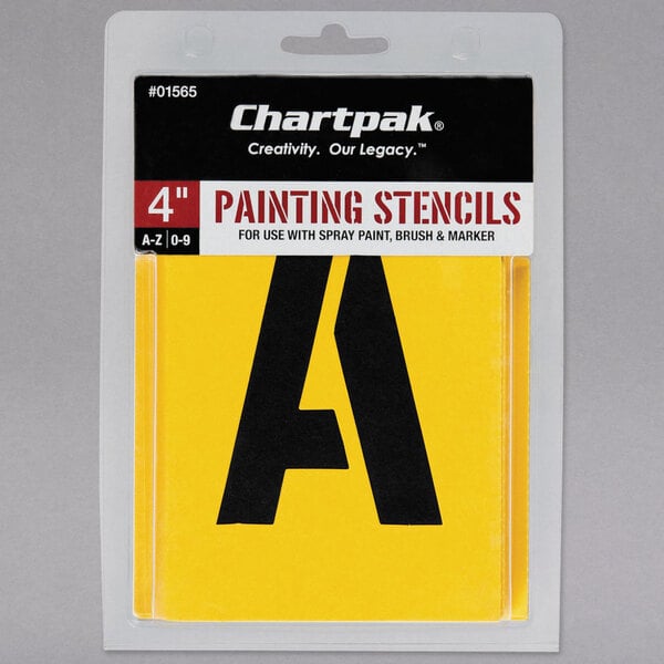 A yellow Chartpak sign with black letters in it using Chartpak painting stencils.