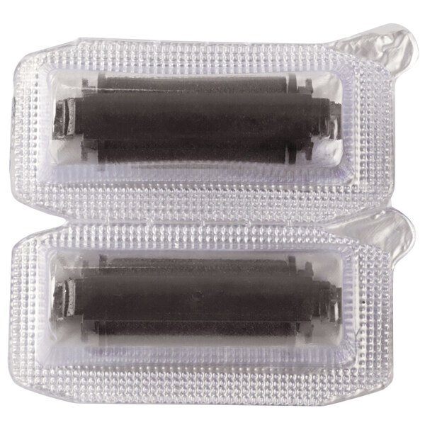 A close-up of a pack of black ink rollers with a Garvey label.