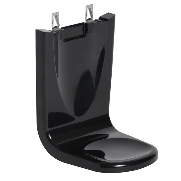 A black plastic Purell Shield floor and wall protector with metal clips.