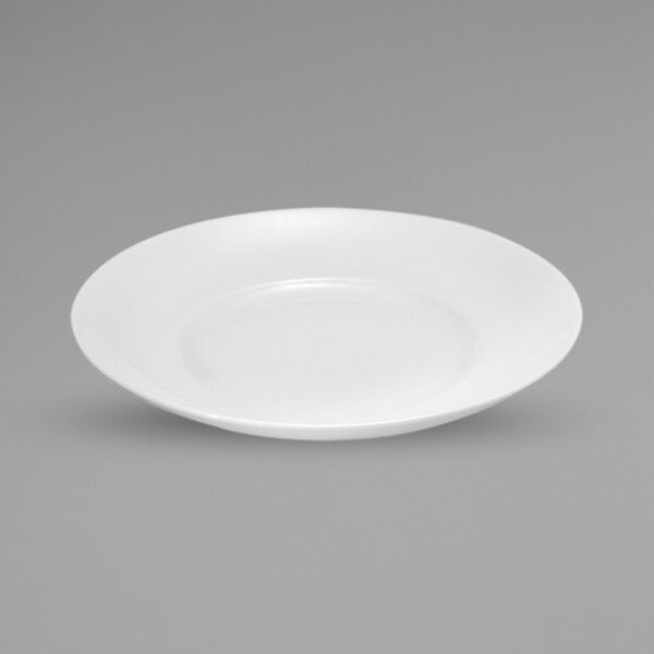 A bright white porcelain small-well bowl from Oneida Fusion on a white background.