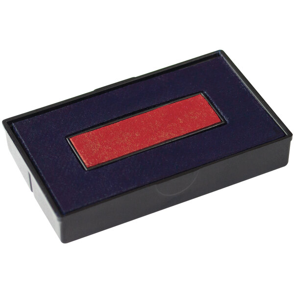 A rectangular box with red and blue stripes.