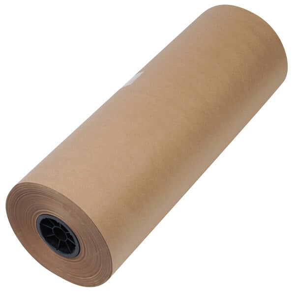 A roll of brown paper with a black circle on the end.