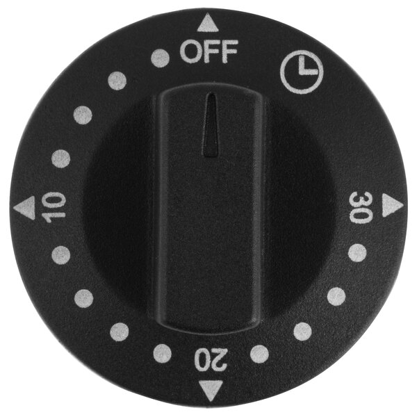 A black rectangular knob with white numbers.