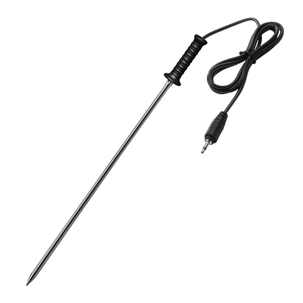 A long metal rod with a black handle and a black cable.