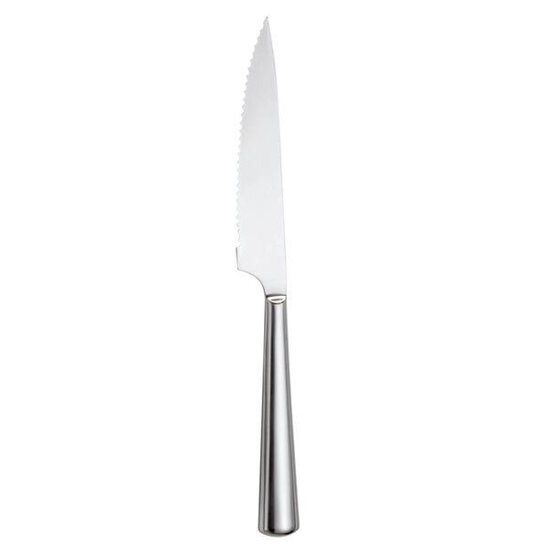 An American Metalcraft stainless steel serrated steak knife with a silver handle.