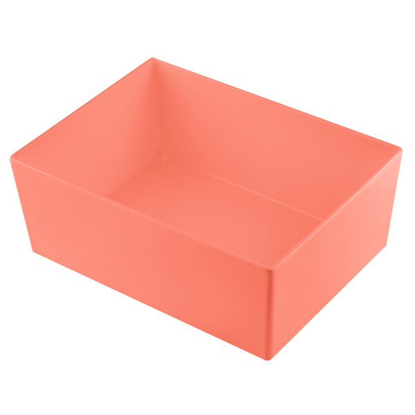 A sunset orange rectangular container with a white background.