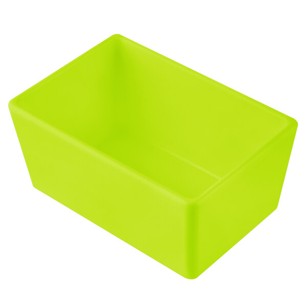 A lime green Tablecraft cast aluminum bowl with a white background.