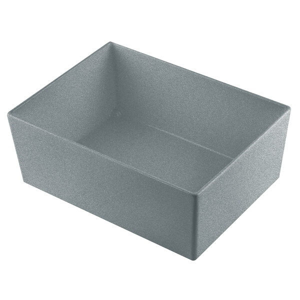 A grey rectangular Tablecraft deep sided bowl.