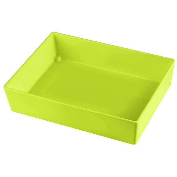 A lime green rectangular Tablecraft bowl.