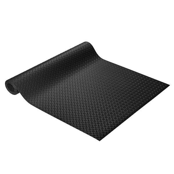 A black rubber deckplate runner mat with a diamond plate pattern.