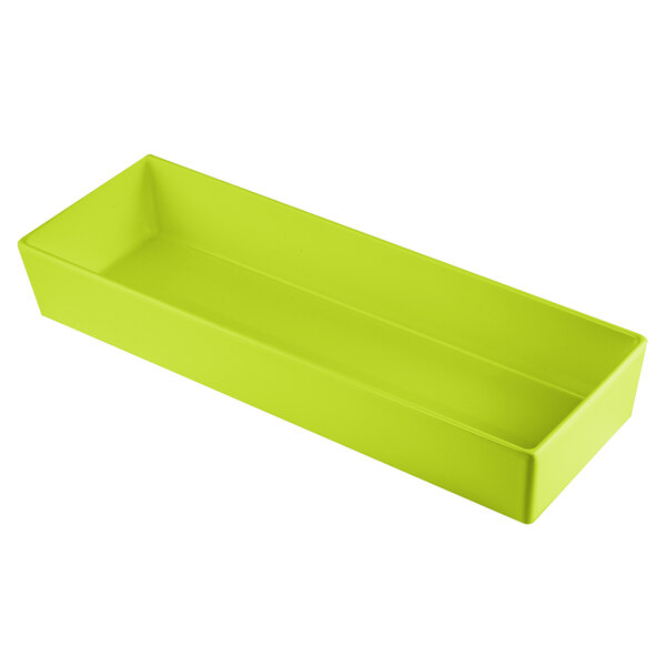 A lime green rectangular Tablecraft container.