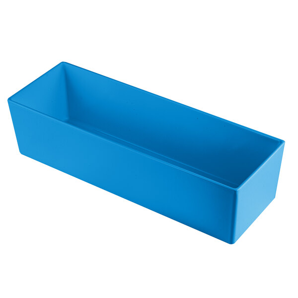 A sky blue rectangular container with straight sides.
