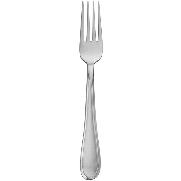 A close-up of a Walco stainless steel table fork with a silver handle.