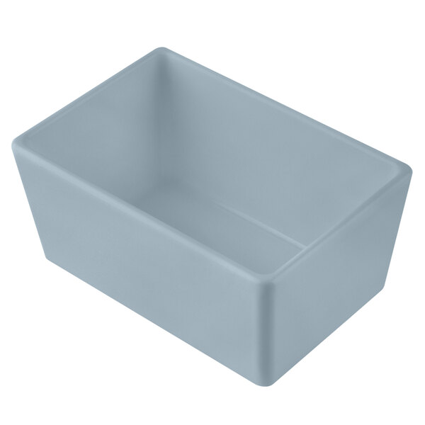 A gray rectangular Tablecraft Simple Solutions bowl with a square bottom.