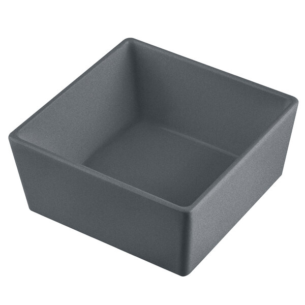 A Tablecraft granite square bowl with straight sides.