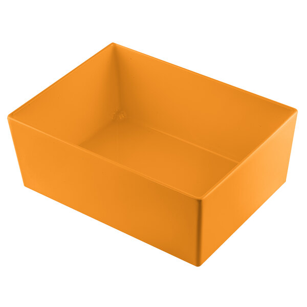 An orange rectangular Tablecraft bowl with a white background.