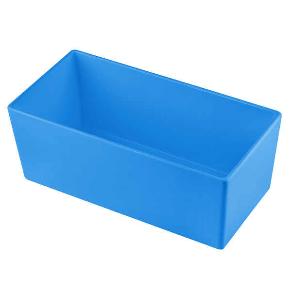A sky blue rectangular Tablecraft bowl.