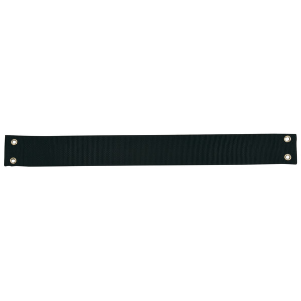A black leather replacement strap for a tray stand with two metal rivets.