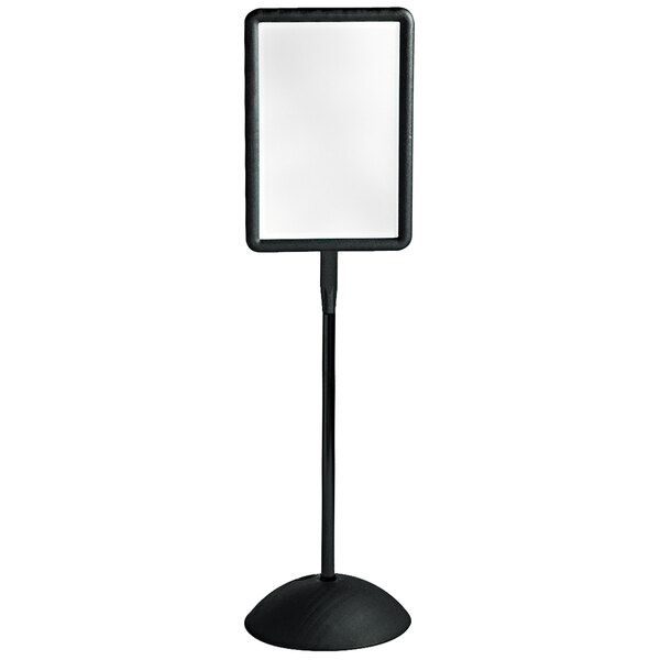 A black rectangular Safco double sided magnetic / dry erase sign with a white background.