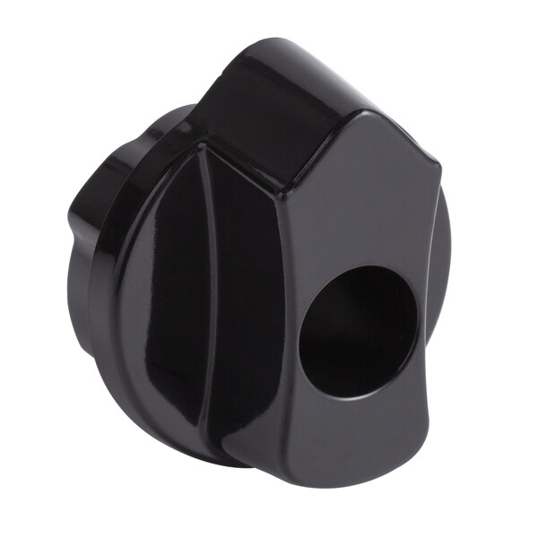 A black plastic Lavex adjustment knob with a hole.