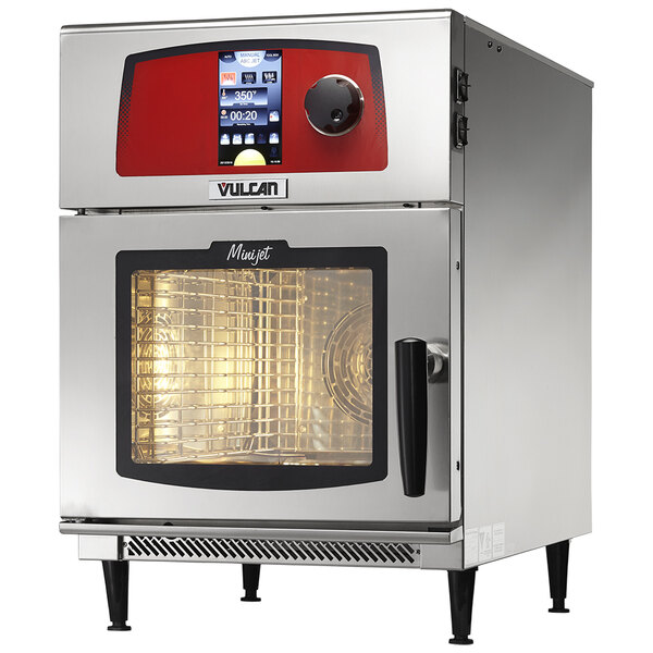 A large silver Vulcan Mini-Jet electric combi oven with a red and black display.