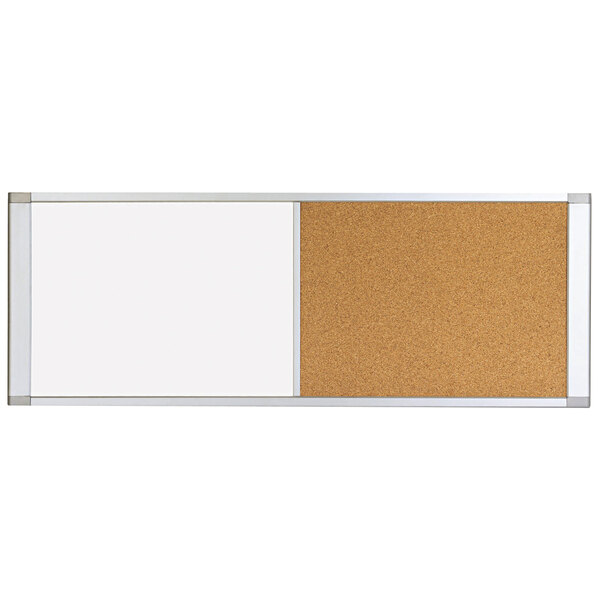 A white dual bulletin board with a white frame.