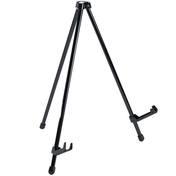 A black MasterVision steel tabletop easel with two legs.