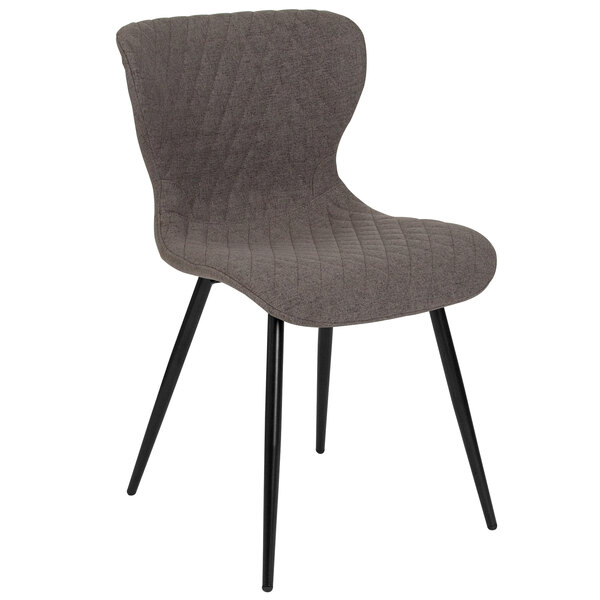 A Flash Furniture gray fabric upholstered chair with black legs.