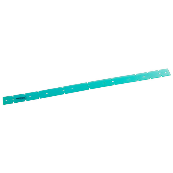 A blue rectangular plastic strip with holes.