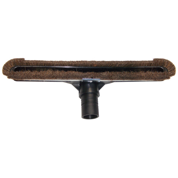 A black pipe with a Minuteman Horse Hair Hard Floor Tool brush with brown bristles.