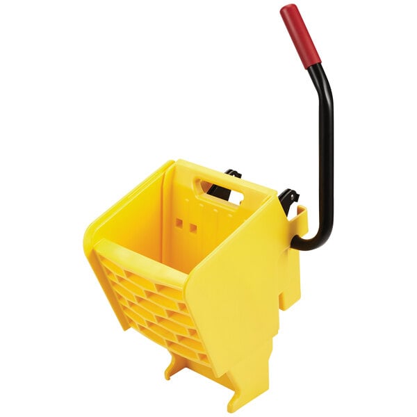 A yellow Rubbermaid WaveBrake side press mop wringer.