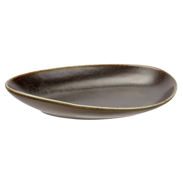 A brown oval Bon Chef Tavola Eros porcelain plate.