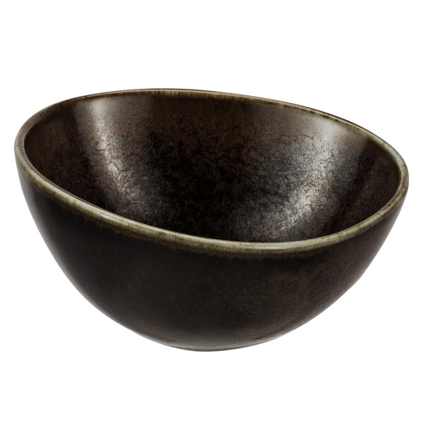 A Bon Chef Tavola Eros bowl with a dark brown finish.