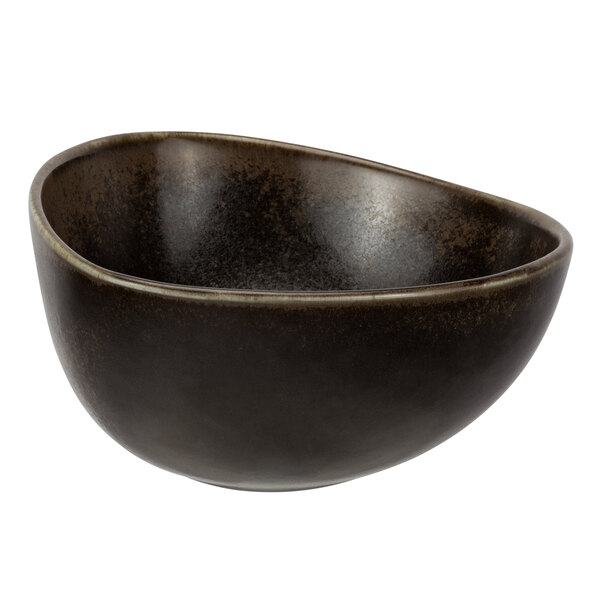 A black Bon Chef Tavola Eros bowl with a white background.