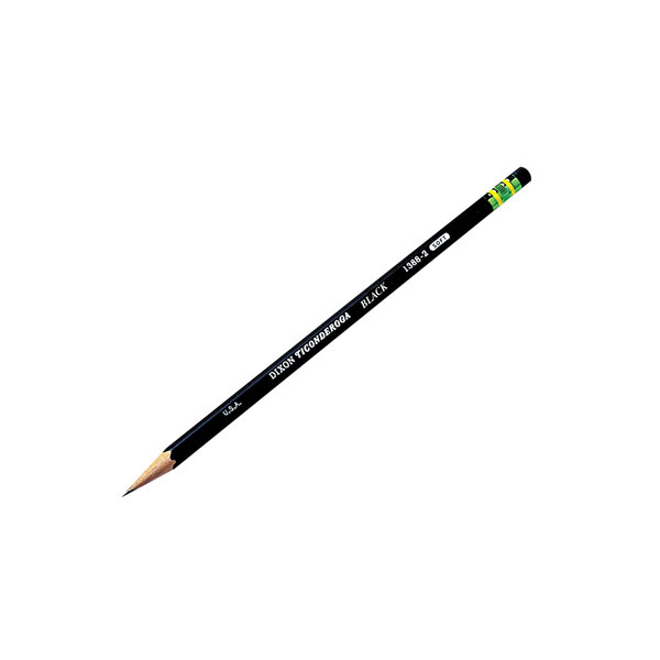 A black pencil with a green tip.