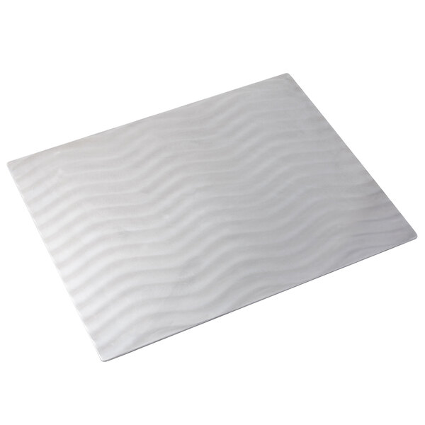 A white rectangular Bon Chef tile with wavy lines.