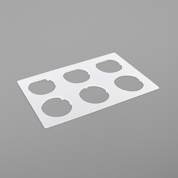 A white plastic tray with holes for Bon Chef condiment pots.