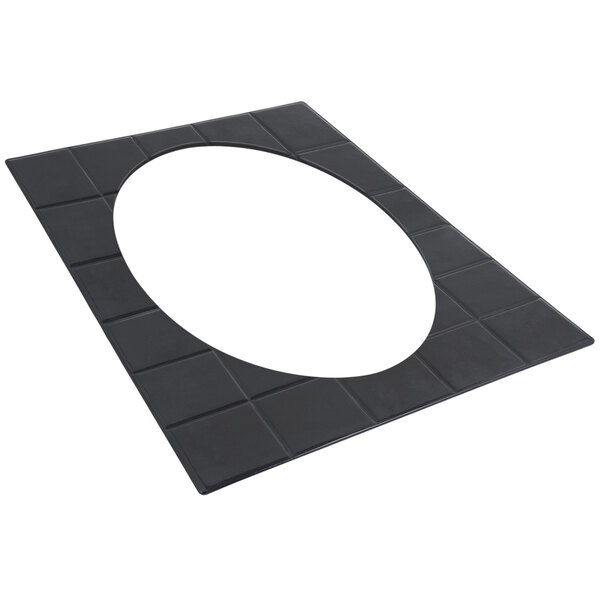 A black rectangular Bon Chef sandstone tile with an oval frame.