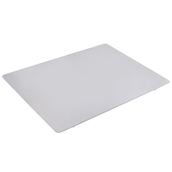 A stainless steel rectangular tile with a white background.