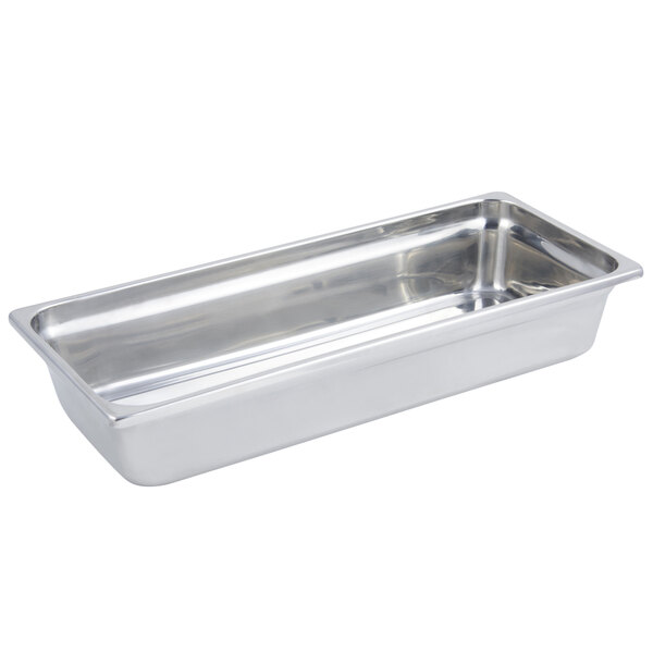 A Bon Chef stainless steel rectangular pan with a lid.