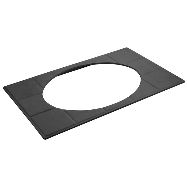 A black rectangular Bon Chef sandstone tile with a hole in the center.